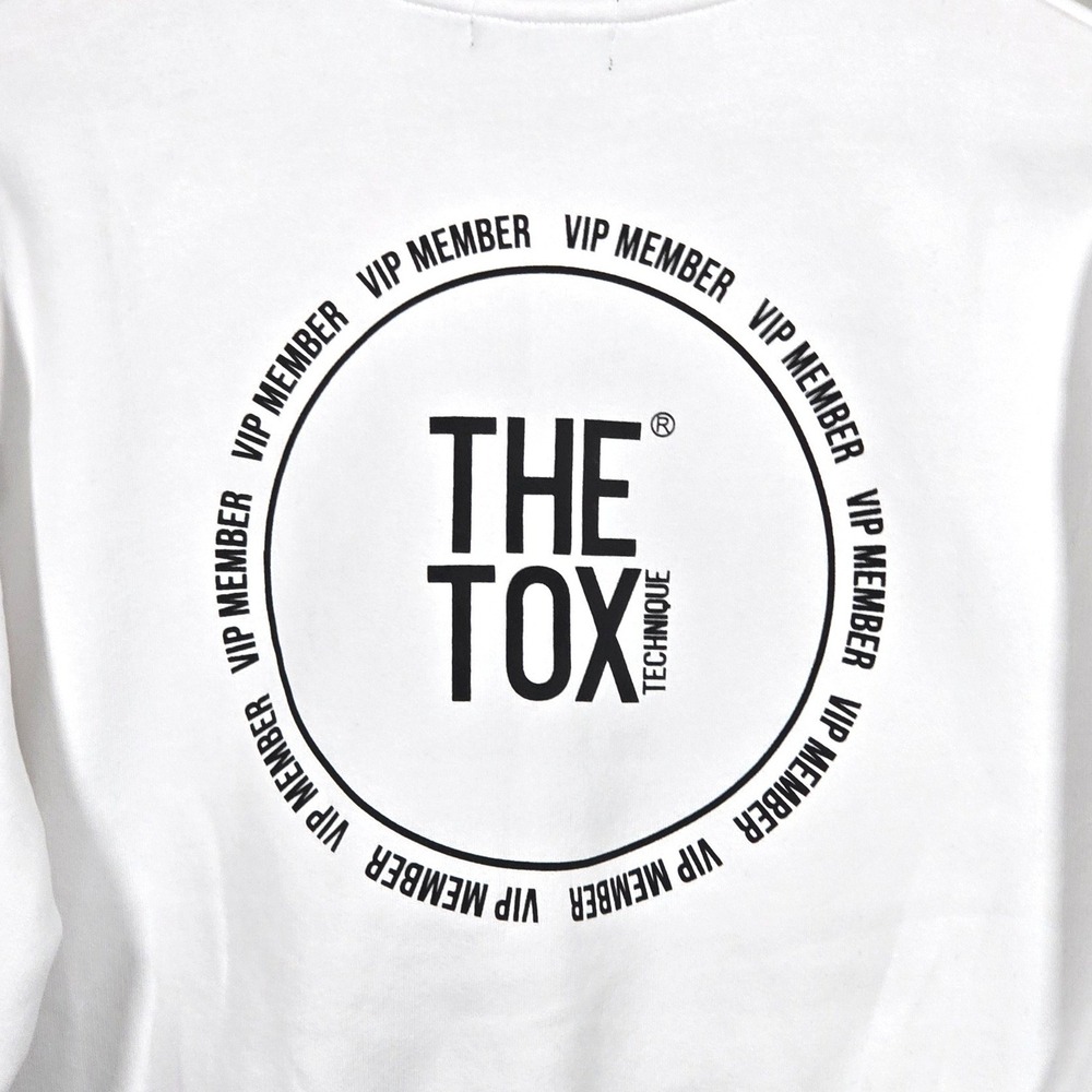 The Tox Technique VIP Member Cropped Sweatshirt Womens L White Graphic Pullover - Picture 6 of 11